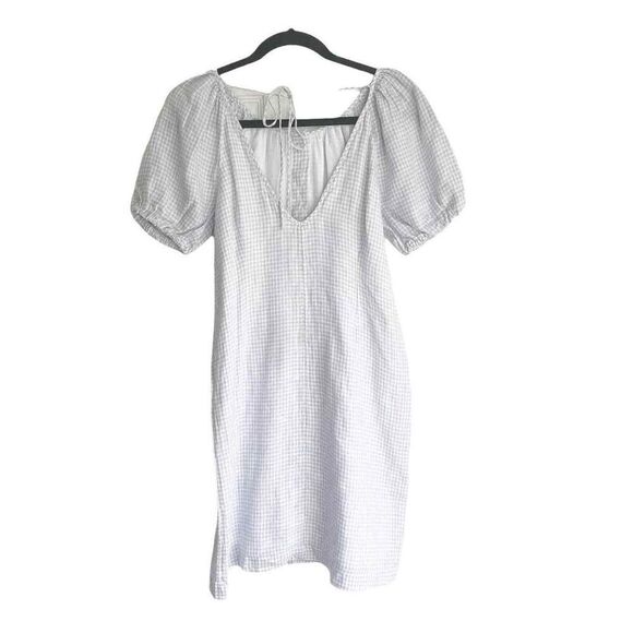 J. Crew White Peri Shadow V-Back Linen Shirtdress In Gingham - Picture 6 of 8